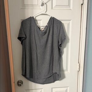 Style & Co. Gray Short Sleeve V-Neck Tee